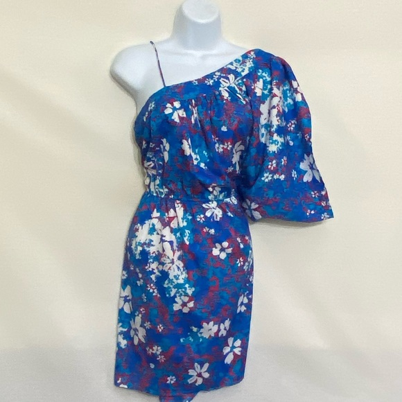 Angie Dresses & Skirts - G-162 Angie NWOT Blue Pink & White Floral Asymmetric Summer MIDI Dress Size L